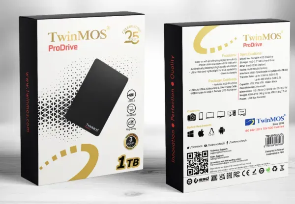 TwinMOS HDD E2.5"  1TB USB3.0 TM1000GPD